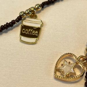 Accessories, face mask holder handmade, string beads , coffee & heart star